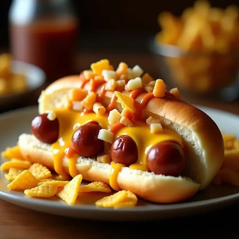 Perrito Caliente de 3 Salchichas con Nachos y Queso Líquido: Receta para un Antojo Épico