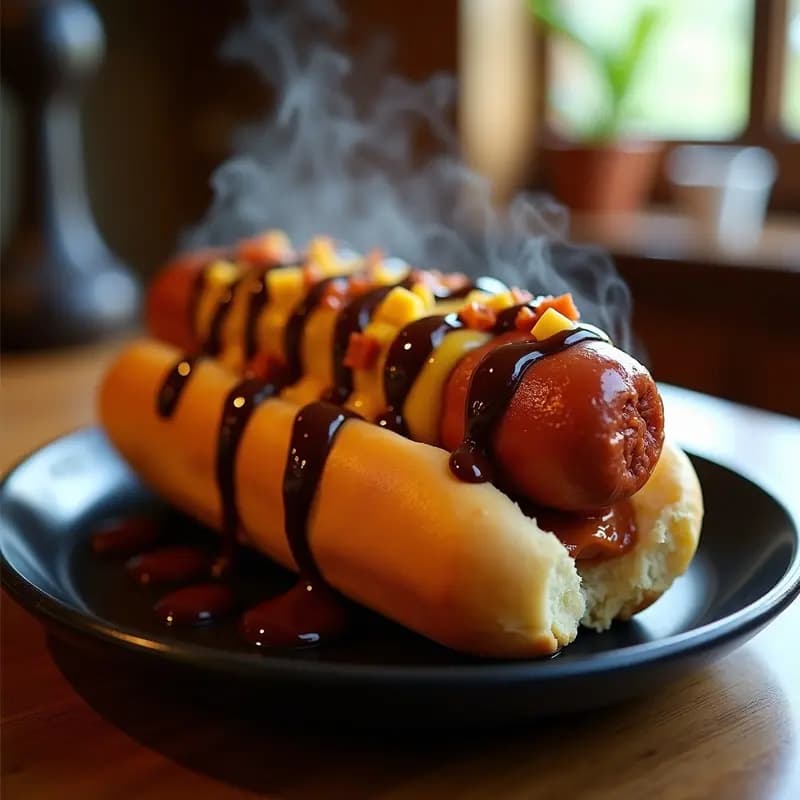 Perrito Caliente Gigante con Chorizo, Queso Cheddar y Salsa de Chocolate Picante: El Atraco Callejero