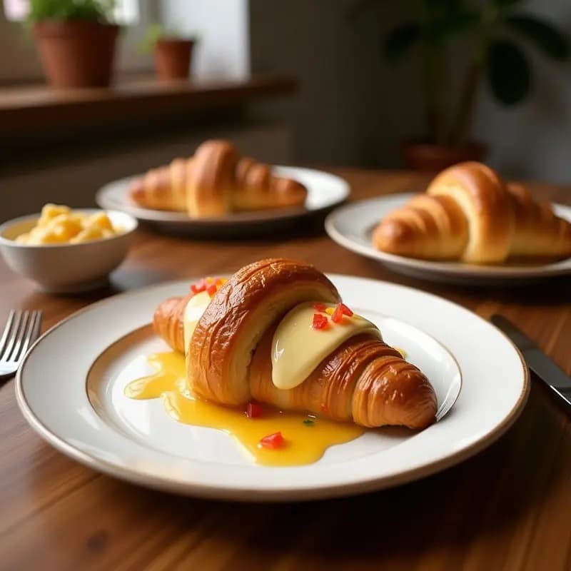 Perrito Caliente de Croissant con Salchicha, Queso Azul y Caramelo Salado: Fusión Francesa-Alemana