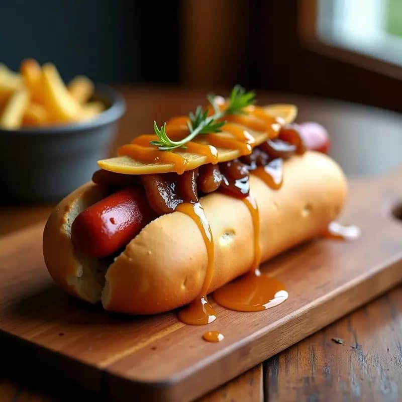Perrito Caliente de Foie Gras con Caramelo de Cebolla y Reducción de Oporto: Luxury Street Food