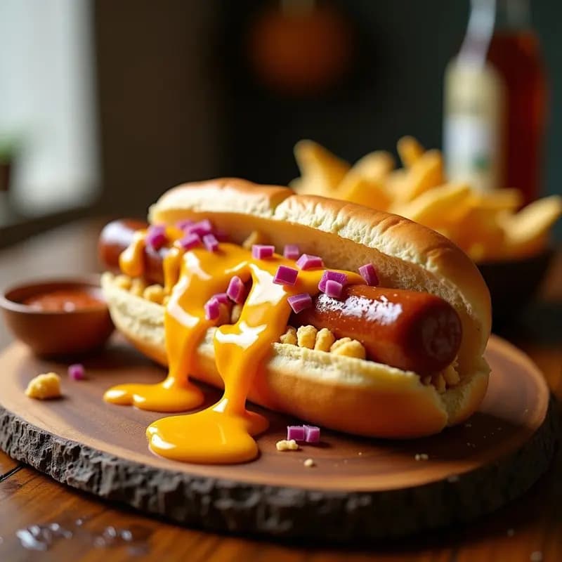 Perrito Caliente Gigante con Pan de Brioche, Nachos y Queso Fundido: El Snack Más Adictivo del Año