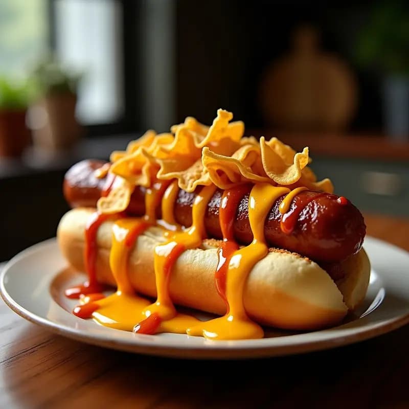 Perrito Caliente con Nachos Triturados y Queso Cheddar: Receta para Fiestas y Snacks