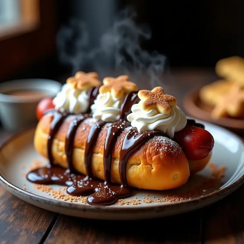 Perrito Caliente con Pan de Churros y Toppings de Chocolate y Marshmallows: Dulce y Salado en Una Sola Receta