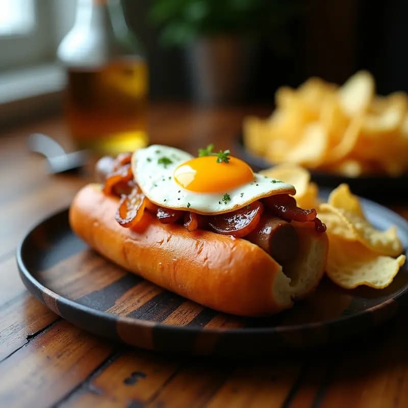 Perrito Caliente con Salchicha de Foie Gras y Toppings de Trufa Negra: Lujo de Feria en un Bocado