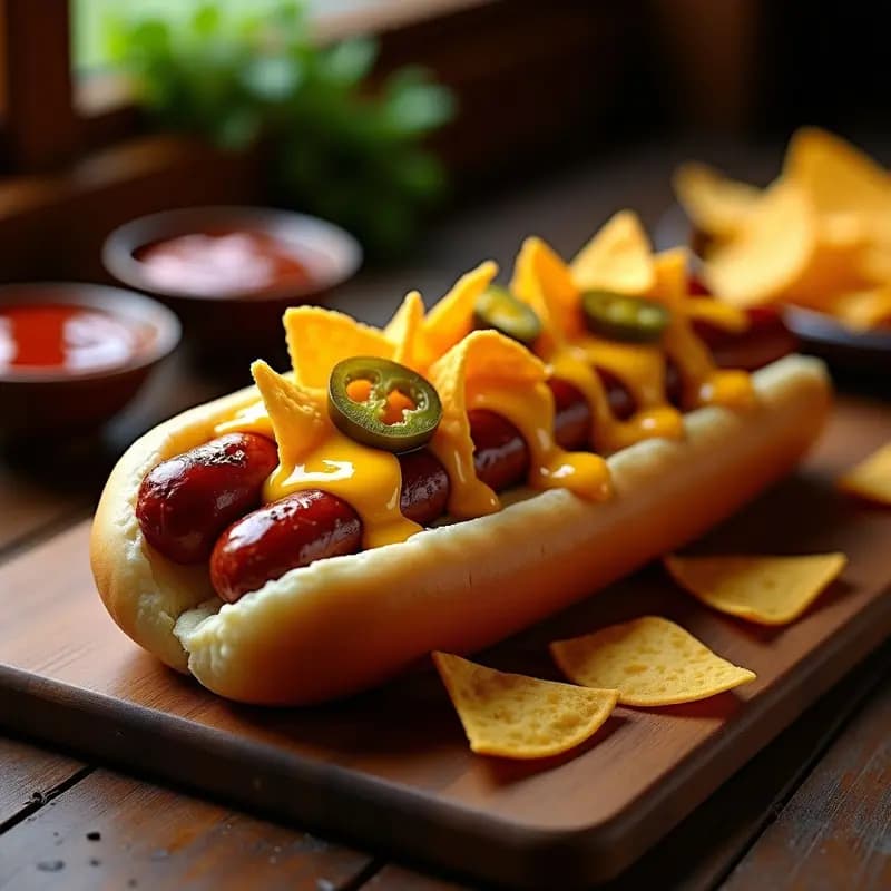 Perro Caliente de 1 Metro con Nachos, Queso Liquido y Jalapeños: Reto Comilona para Fiestas