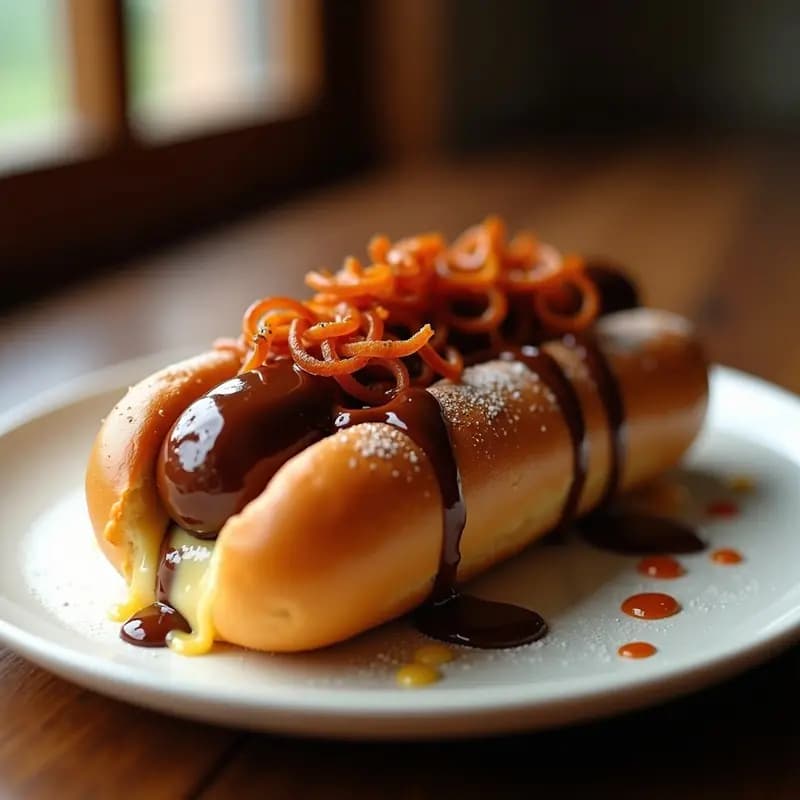 Perro Caliente con Pan de Brioche Relleno de Nutella y Salchichas de Chocolate: Postre o Cena Decadente
