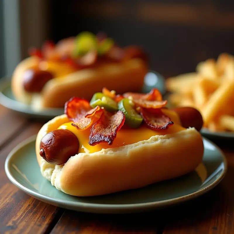 Perro Caliente Chicago Estilo con Queso Fundido y Crujiente de Bacon: Receta para Devorar