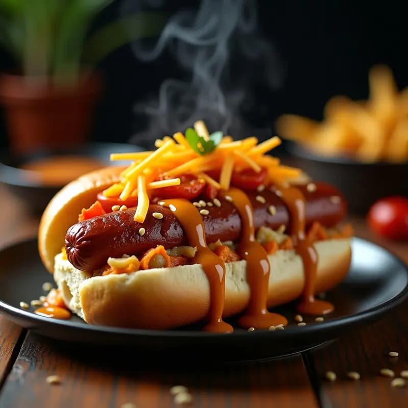 Perro Caliente con Chucrut de Kimchi y Salsa de Cacahuete: Receta Coreana-Fusión Hipercalórica