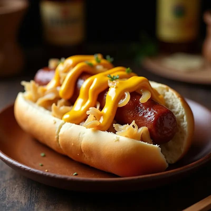 Perro Caliente con Chucrut y Mostaza Dulce: Receta Alemana para Saborear
