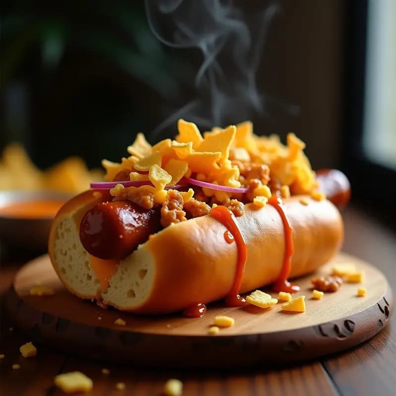 Perro Caliente Gigante con Pan de Brioche, Choriqueso y Crujiente de Nachos: Cheat-Meal Definitivo