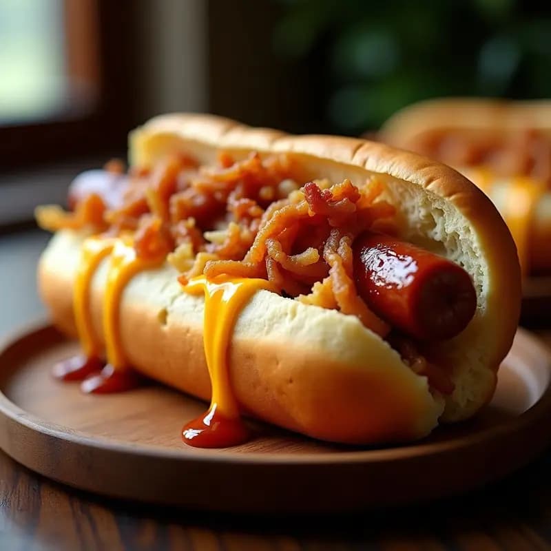 Perro Caliente Gigante con Chucrut, Queso Cheddar y Salsa de BBQ: Cheat-Meal para Comer con las Manos