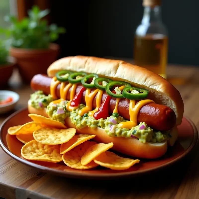 Perro Caliente Gigante con Nachos Fundidos y Guacamole: Receta Mexicana de Feria en Casa