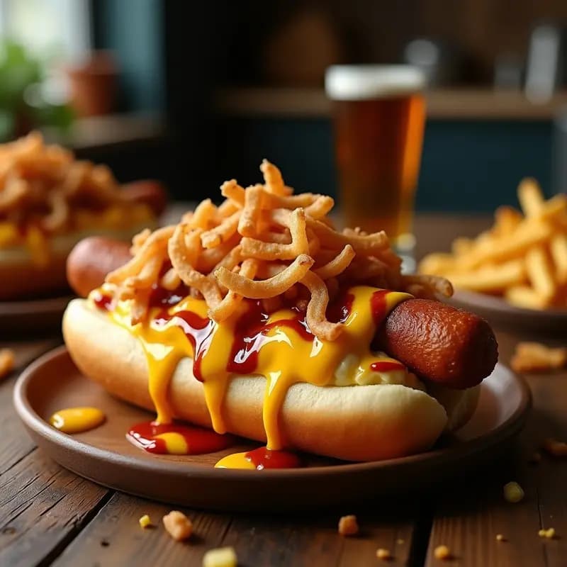 Perro Caliente Gigante con Puré de Papas Fritas y Queso Fundido: Cheat-Meal para Comer con las Manos