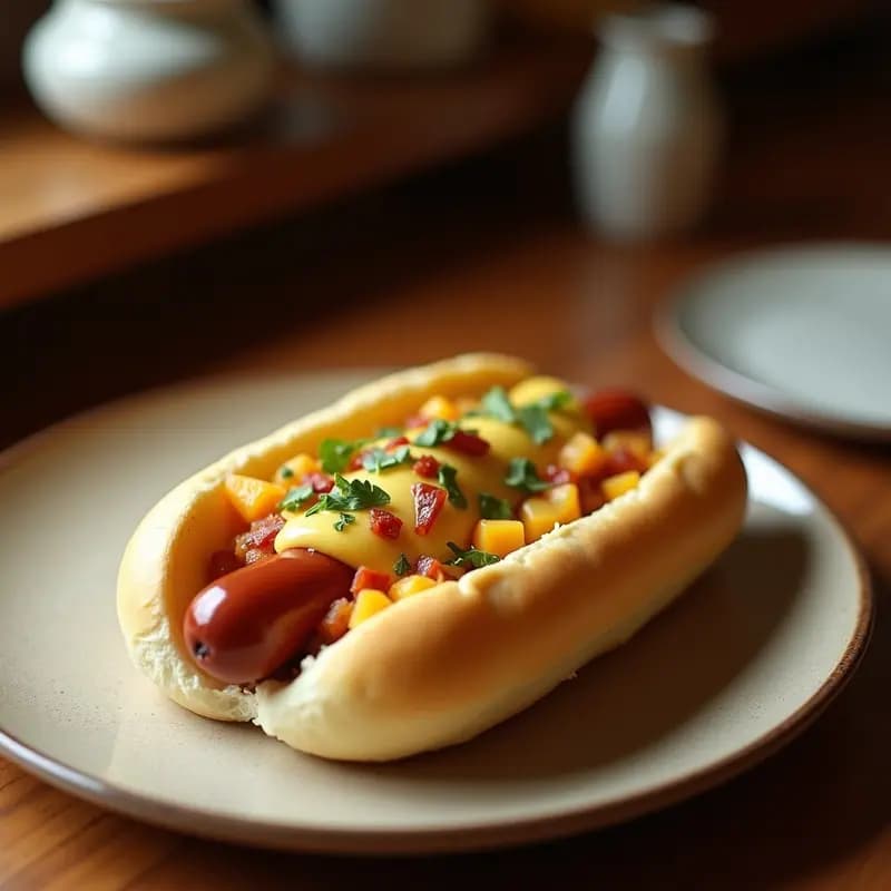Perro Caliente Gigante con Puré de Papas Trufado y Queso Derretido: Receta de Comida Callejera Premium