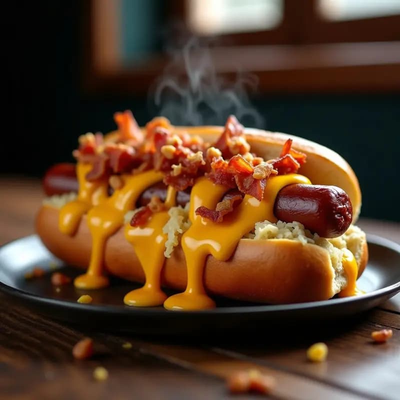 Perro Caliente Gigante con Queso Fundido, Chucrut y Mostaza Picante: Cheat Meal para Días de Indulgencia