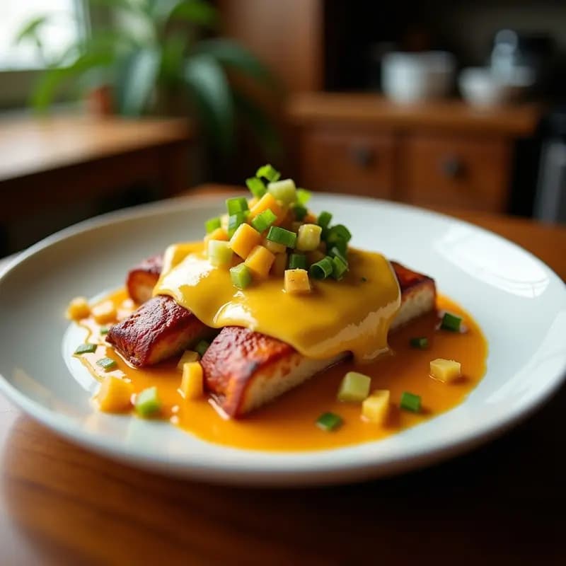 Perro Caliente Gigante con Queso Derretido, Cebolla Frita y Salsa de Jalapeño y Mango: Receta para Compartir