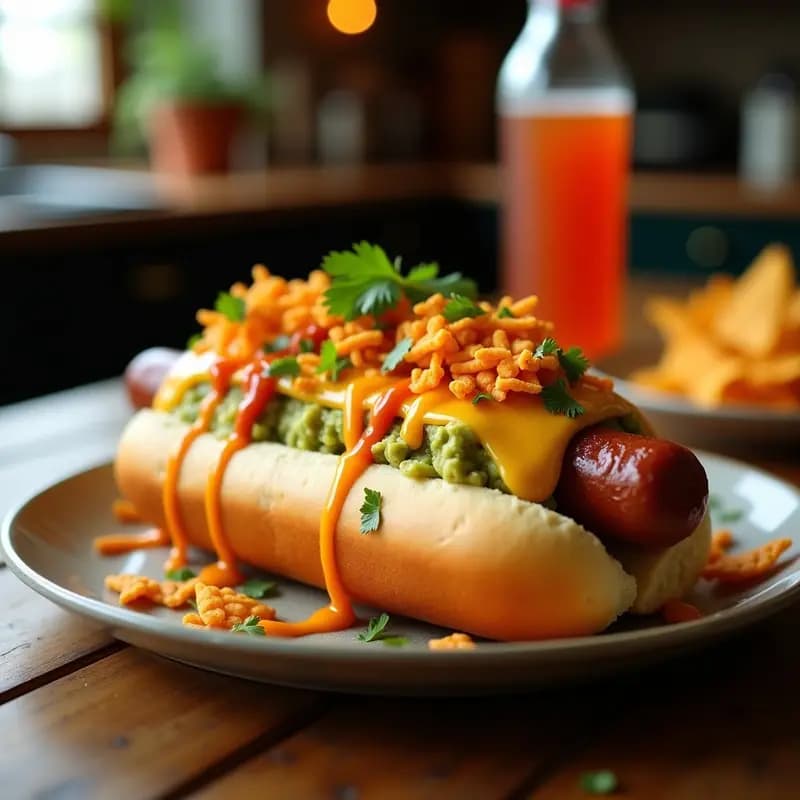 Perro Caliente con Guacamole, Queso y Doritos machacados: Receta Tex-Mex para Fiestas