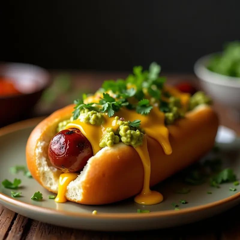 Perro Caliente con Guacamole y Queso Fundido en Pan de Brioche: El Twist Mexicano que Necesitas Probar