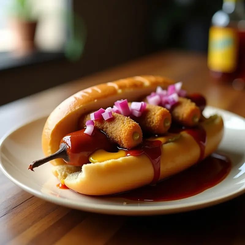 Perro Caliente con Chiles Jalapeños Rellenos de Queso y Salsa de Barbacoa: El Picante que Desafía a los Valientes