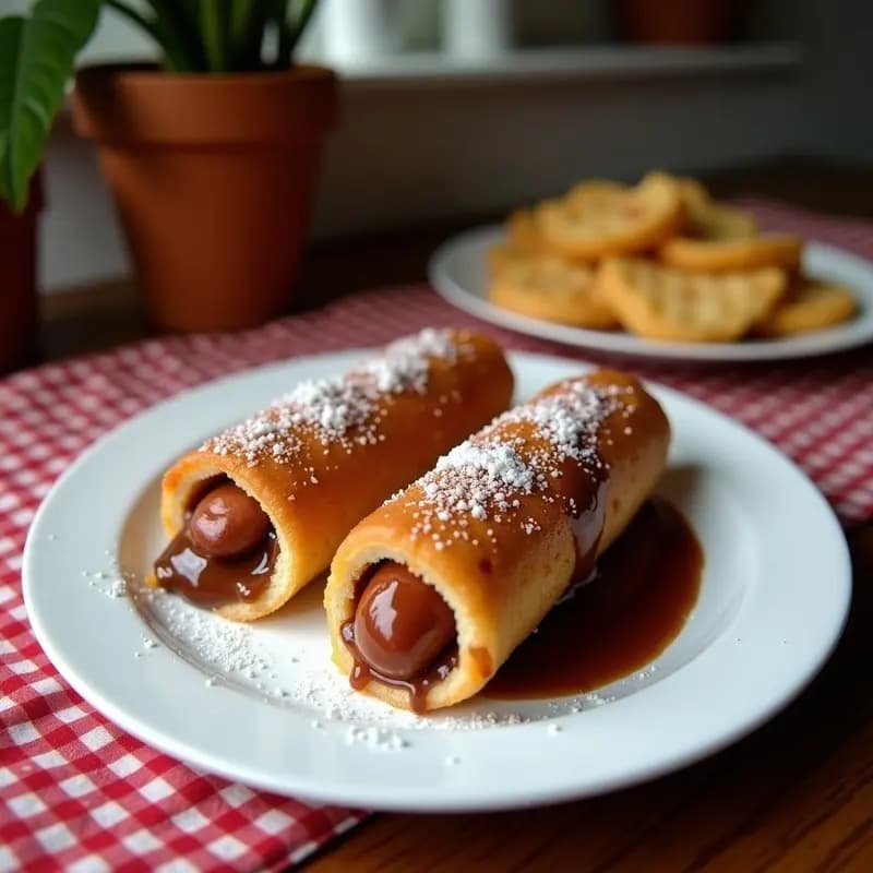 Perro Caliente con Pan de Churros Relleno de Nutella y Salchicha Ahumada: Postre Salado Dulce Extremo
