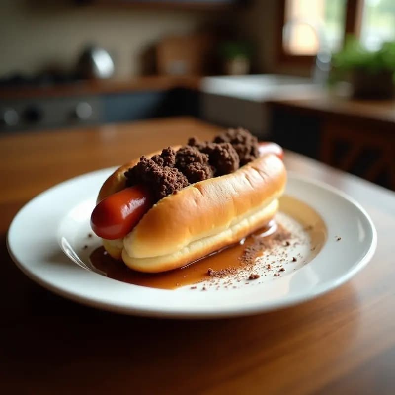 Perro Caliente con Pan de Donut Relleno de Nutella y Crujiente de Oreos: Postre en Forma de Hot Dog