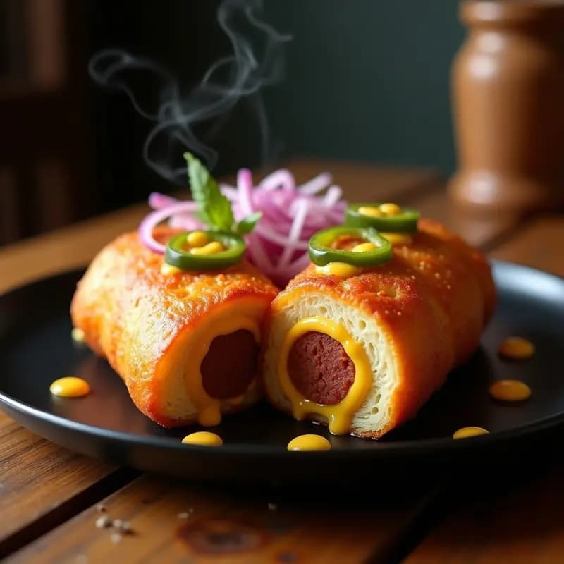 Perro Caliente con Pan de Pizza Rellena de Mozzarella y Jalapeños: La DOBLE Tentación en un Solo Bocado