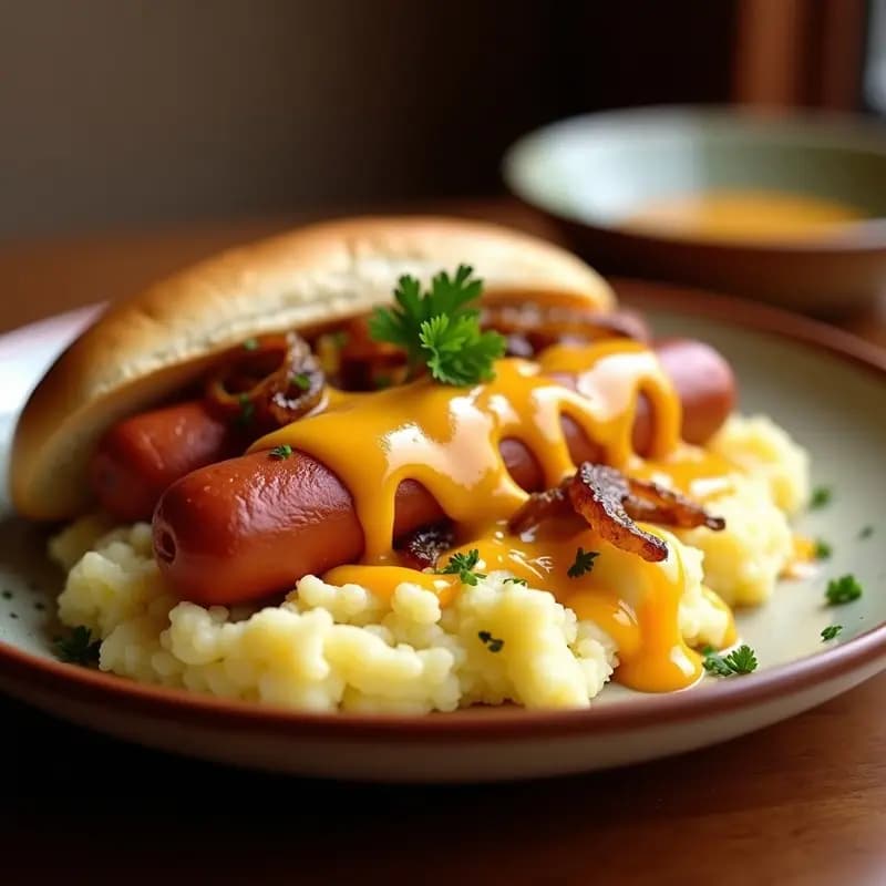 Perro Caliente con Pure de Papas Trufado y Queso Fundido: Receta de Comfort Food Extrema