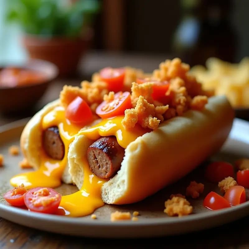 Perro Caliente Relleno de Queso Fundido y Chicharrones: Receta Colombiana Hipercalórica