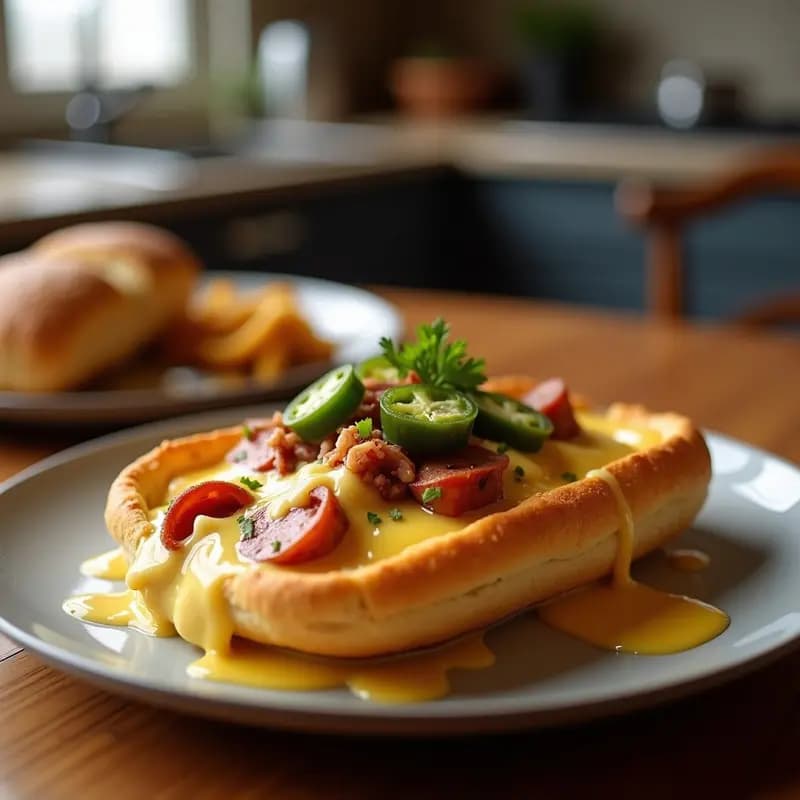 Perro Caliente con Queso Fundido Chorizo y Jalapeños en Pan de Brioche: Explosión de Sabores Mexicanos