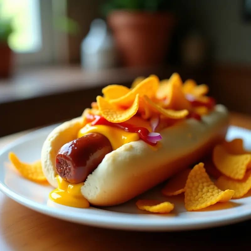 Perro Caliente Explosivo con Queso Líquido y Doritos Triturados: Receta Rápida para Microondas