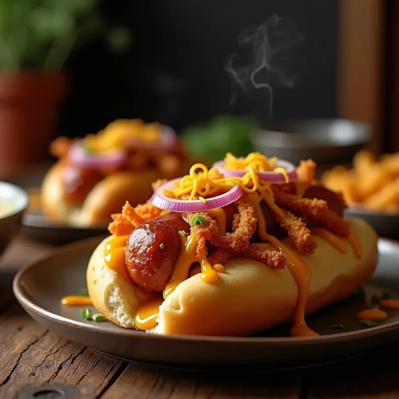 Perro Caliente Relleno de Queso Fundido y Chicharrones: El Snack Más Indulgente del Año