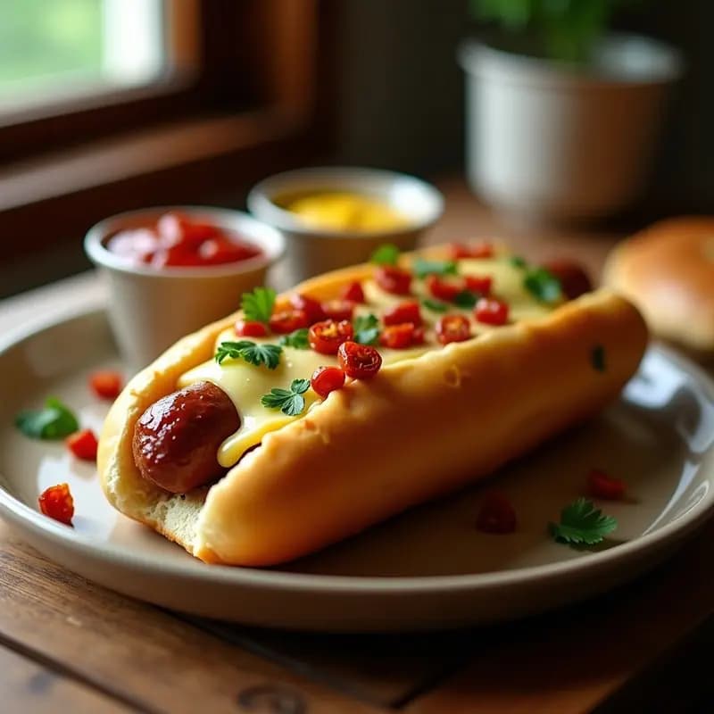 Perro Caliente de Salchicha Italiana con Queso Mozzarella y Tomates Secos: Receta de Inspiración Mediterránea