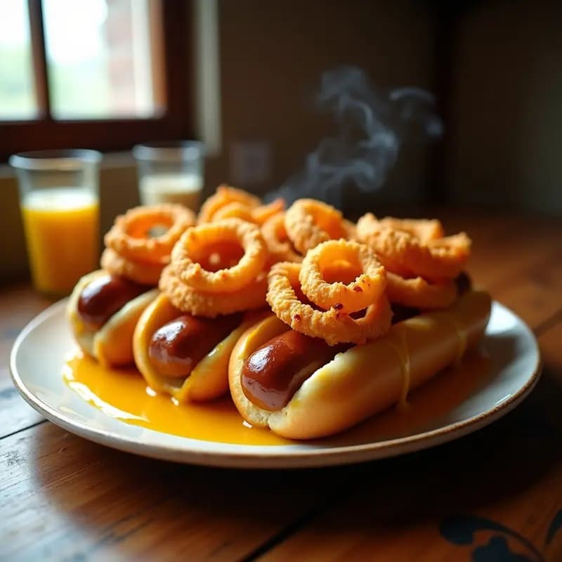 Perros Calientes de Salchicha Bratwurst con Queso Cheddar Fundido y Cebolla Crujiente: Receta Alemana para Adictos