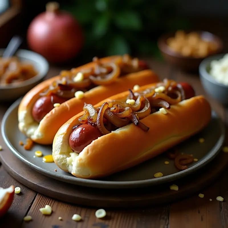 Perros Calientes Rellenos de Queso Azul y Cebolla Caramelizada: Receta Gourmet para Antojos