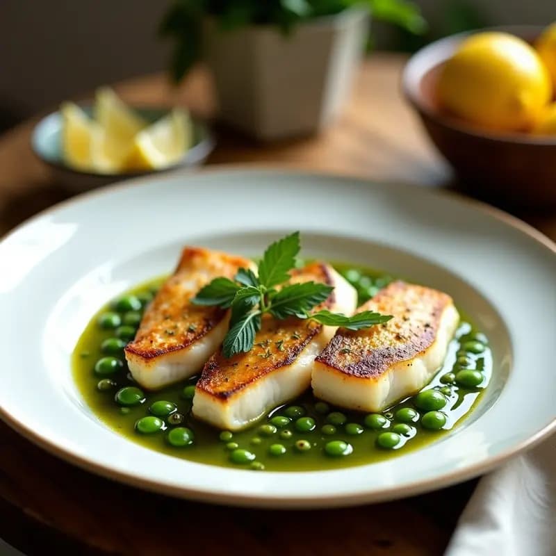 Pescado a la Verde con Espárragos y Guisantes: Receta Española en 20 Minutos con Toque de Hierbas