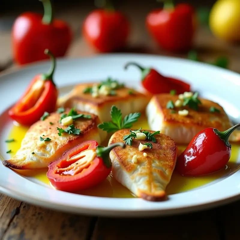 Pescado al Ajillo con Pimentones: Receta Española en Airfryer y Rápida