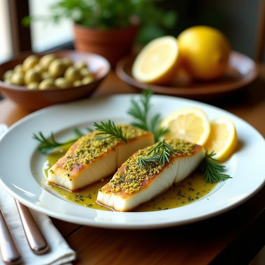 Pescado Blanco al Limón con Costra de Pistacho: Receta Griega en Airfryer Sin Aceite