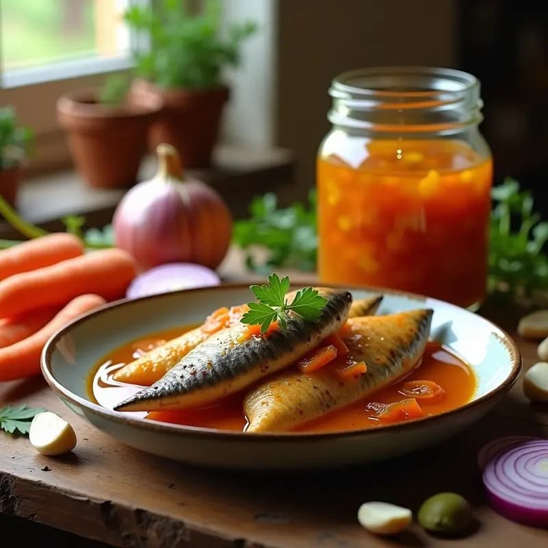 Mercado de Pescado en Escabeche: Receta Andaluz de Conserva con Vinagre y Especias