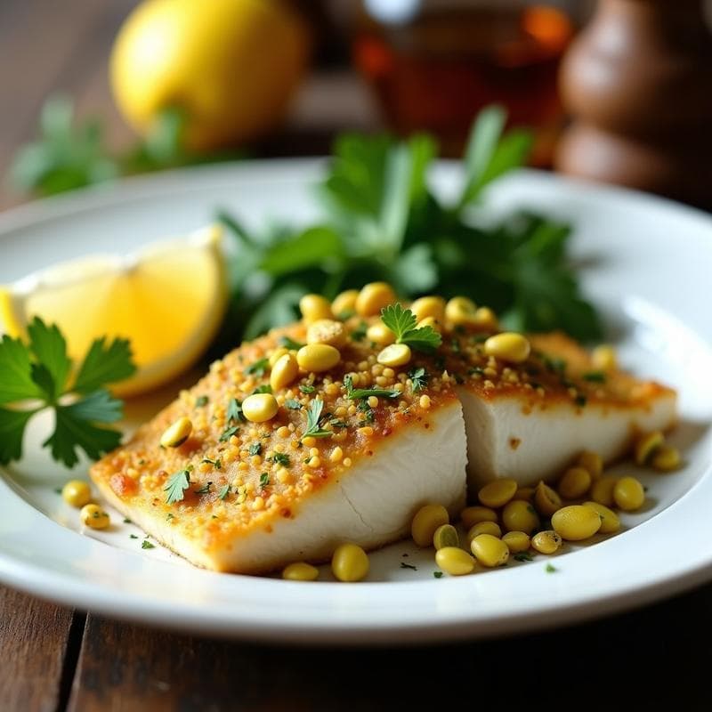 Pescado al Horno con Costra de Pistacho y Hierbas Provenzales: Receta Keto en 25 Minutos