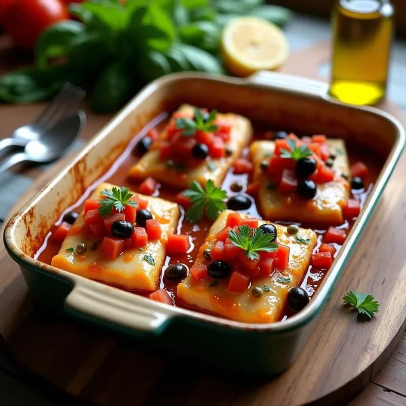 Pescado al Horno con Salsa de Tomate y Aceitunas: Receta Mediterránea Keto