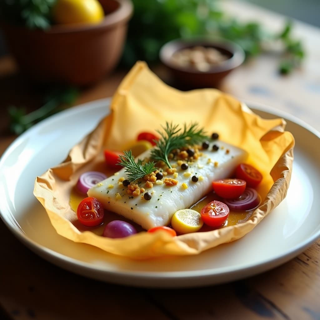 Pescado al Papillote con Limón Confitado y Alcaparras: Receta Francesa en Thermomix