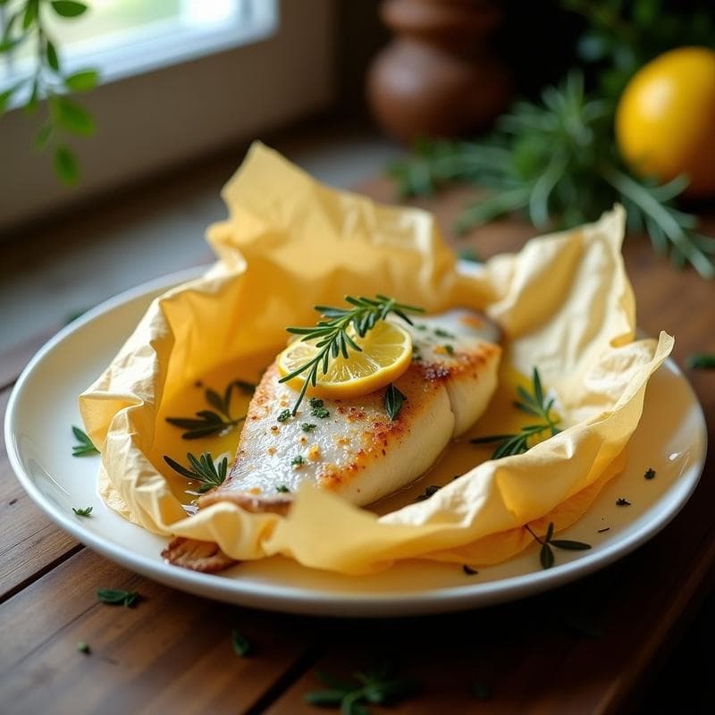 Pescado a la Sal con Hierbas Provenzales y Limón: Receta Francesa en Papillote en 20 Minutos