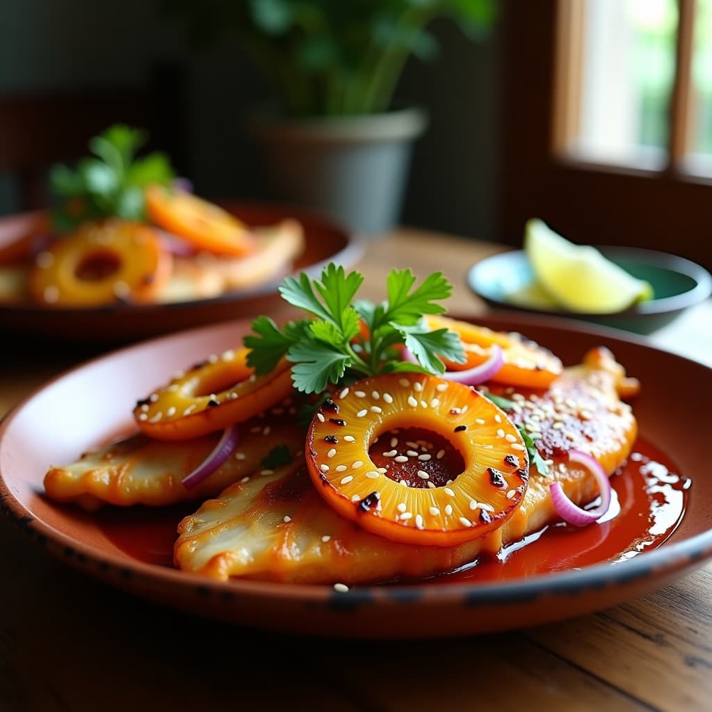 Pescado a la Talla con Adobo de Guajillo y Piña Caramelizada: Receta Mexicana en Airfryer