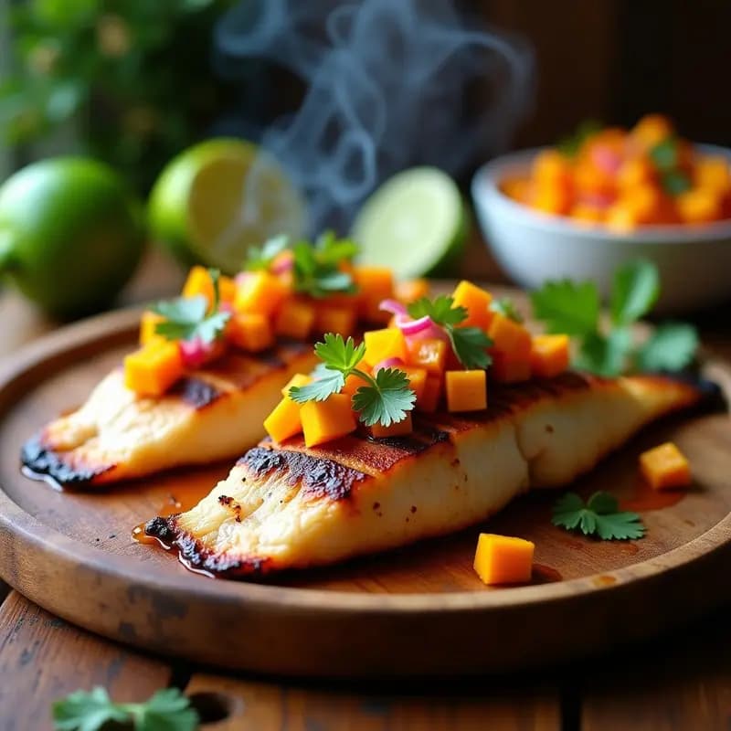 Pescado a la Talla con Mango y Habanero: Receta Mexicana a la Parrilla y Picante