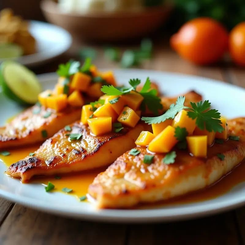 Pescado a la Talla con Salsa de Mango y Chili: Receta Mexicana en Airfryer con Toque Tropical