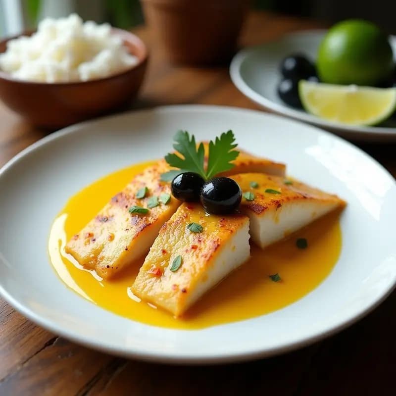 Pescado a la Tallarina con Salsa de Aji Amarillo y Aceitunas: Receta Peruana Gourmet
