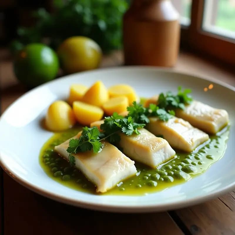 Pescado a la Tallarina con Salsa Verde: Receta Peruana con Corvina y Hierbas Frescas