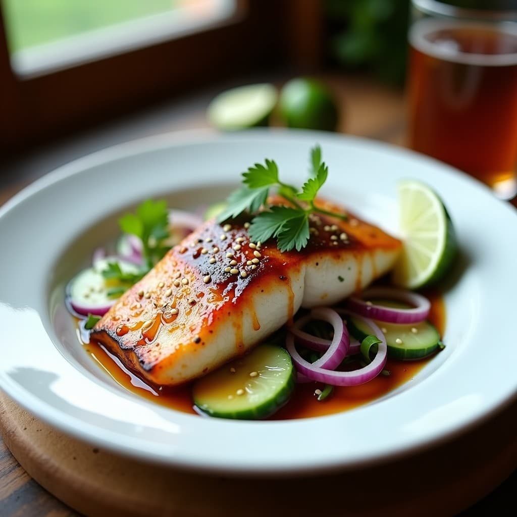 Pescado a la Tamarindo con Ensalada de Pepino y Cebolla Morada: Receta en 20 Minutos