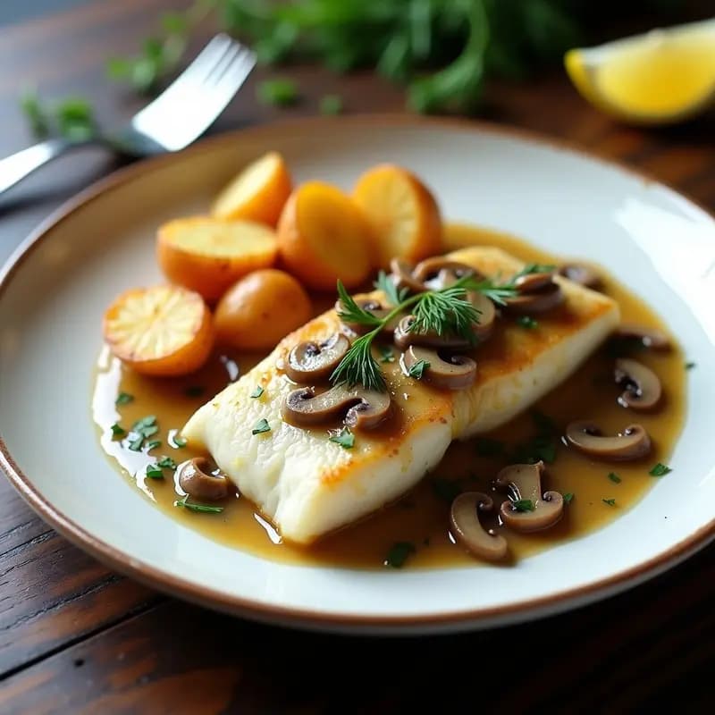 Pescado a la Tarnowska con Salsa de Hongos y Patatas: Receta Polaca en Sartén