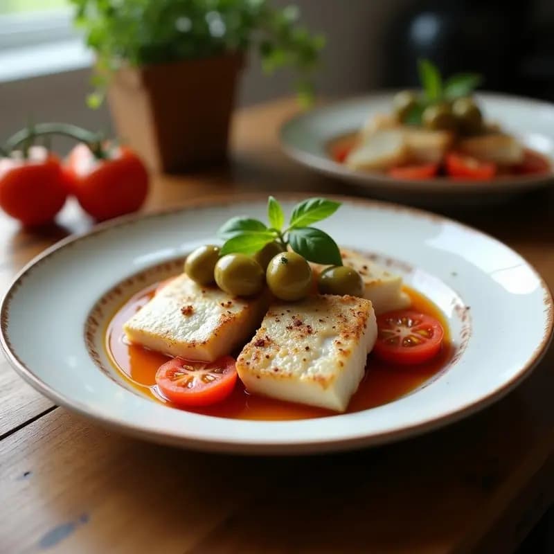 Pescado a la trugese con Tomate y Aceitunas: Receta Portuguesa en Papillote